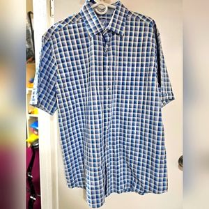 Bugatchi Shaped Fit Classic Blue Button-up